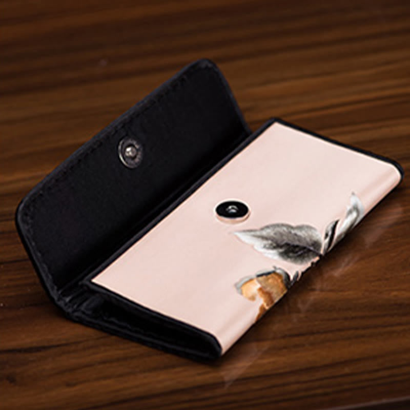 Sac à main long avec broderie Buddha Stones Pivoine Flower Su Journey Shopping