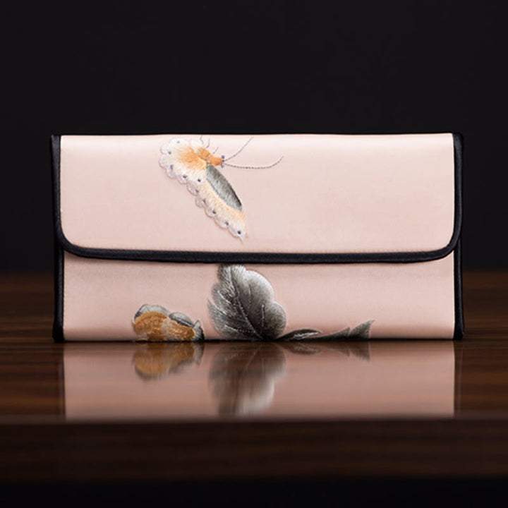 Sac à main long avec broderie Buddha Stones Pivoine Flower Su Journey Shopping