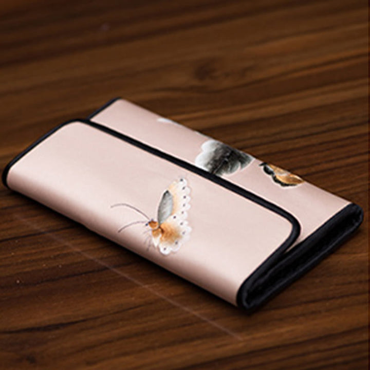 Sac à main long avec broderie Buddha Stones Pivoine Flower Su Journey Shopping