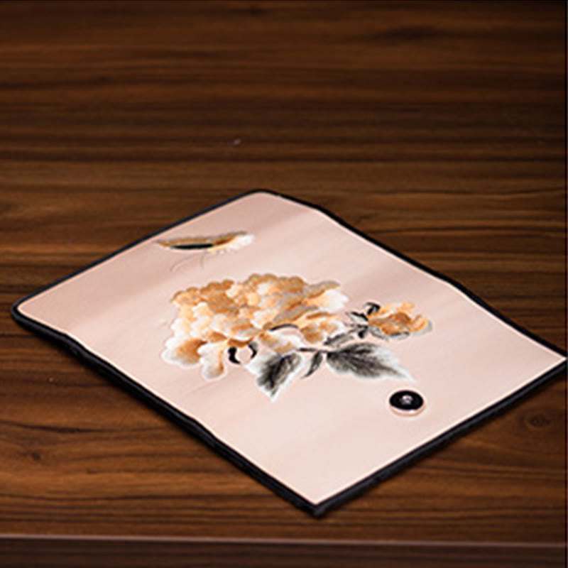 Sac à main long avec broderie Buddha Stones Pivoine Flower Su Journey Shopping