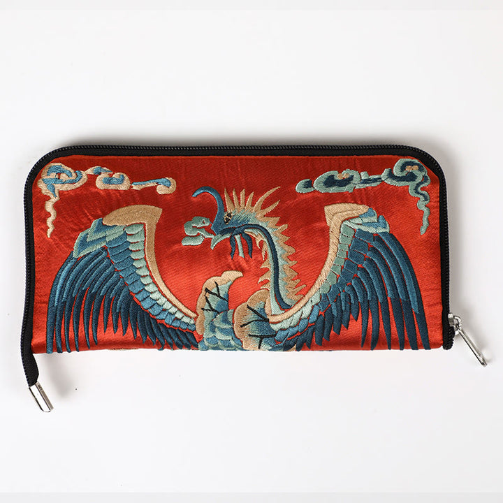 Buddha Stones Bête mythique Phoenix Dragon Qilin Su Broderie Ticket Dossier Stockage Voyage Shopping Sac à main Sac à main