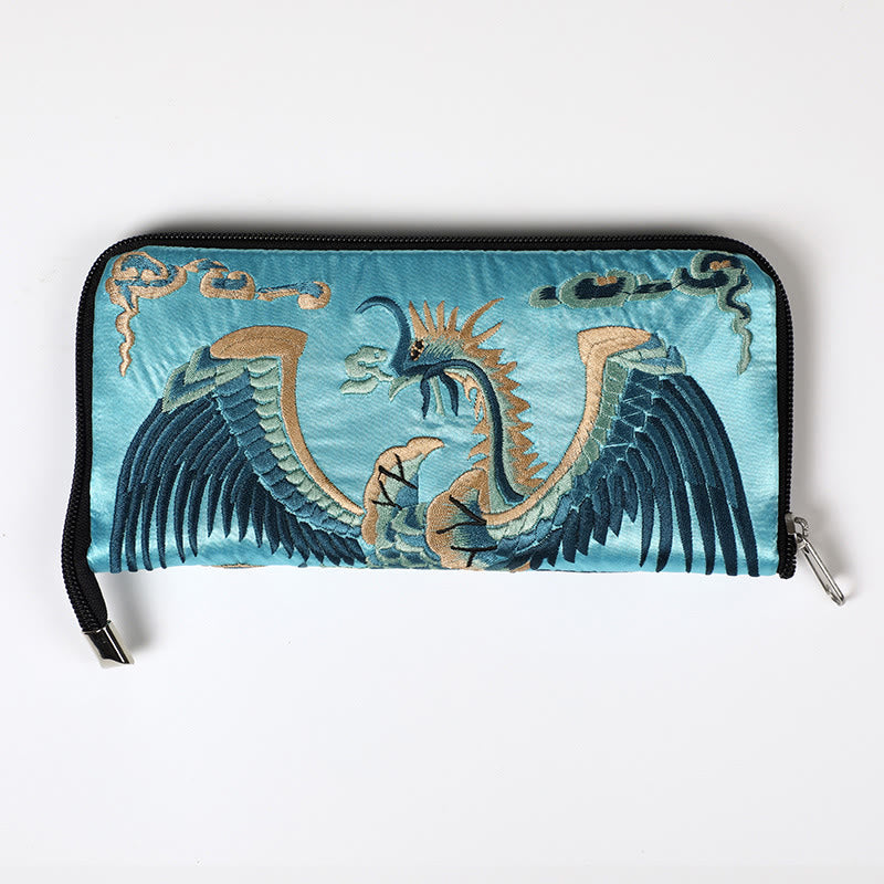 Buddha Stones Bête mythique Phoenix Dragon Qilin Su Broderie Ticket Dossier Stockage Voyage Shopping Sac à main Sac à main