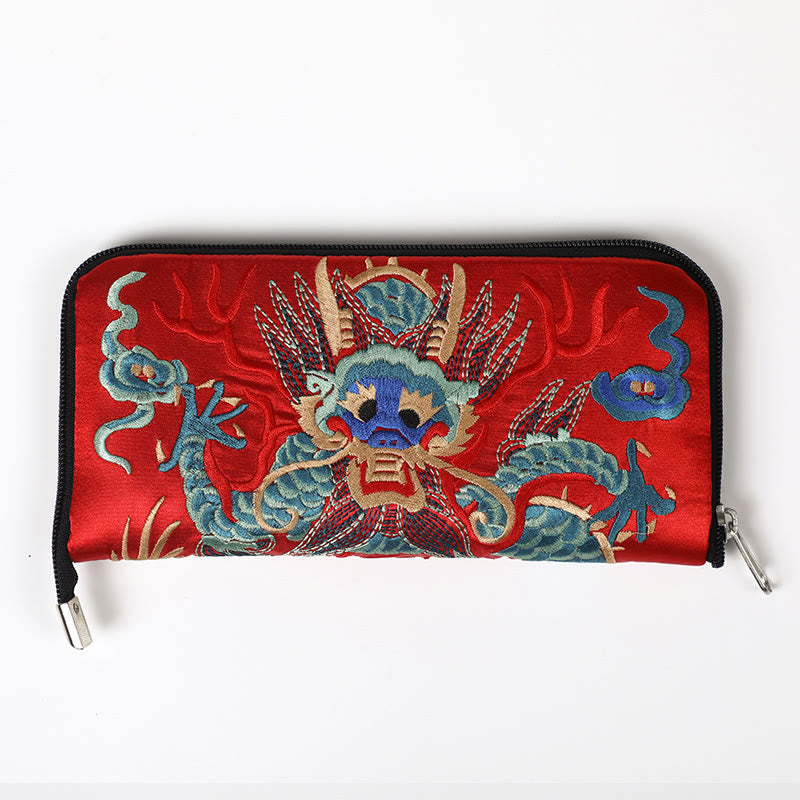 Buddha Stones Bête mythique Phoenix Dragon Qilin Su Broderie Ticket Dossier Stockage Voyage Shopping Sac à main Sac à main