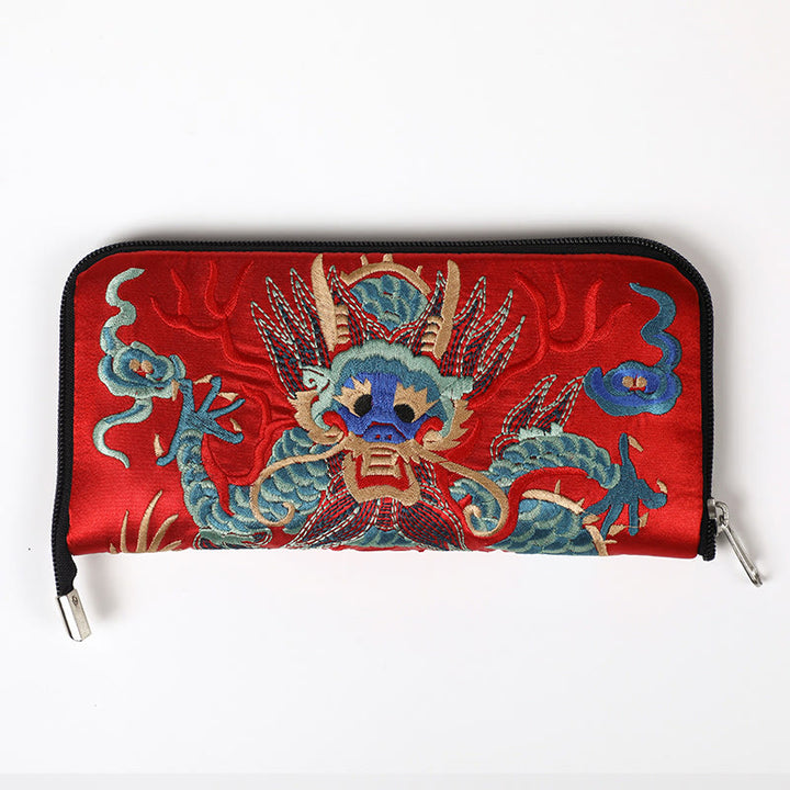 Buddha Stones Bête mythique Phoenix Dragon Qilin Su Broderie Ticket Dossier Stockage Voyage Shopping Sac à main Sac à main