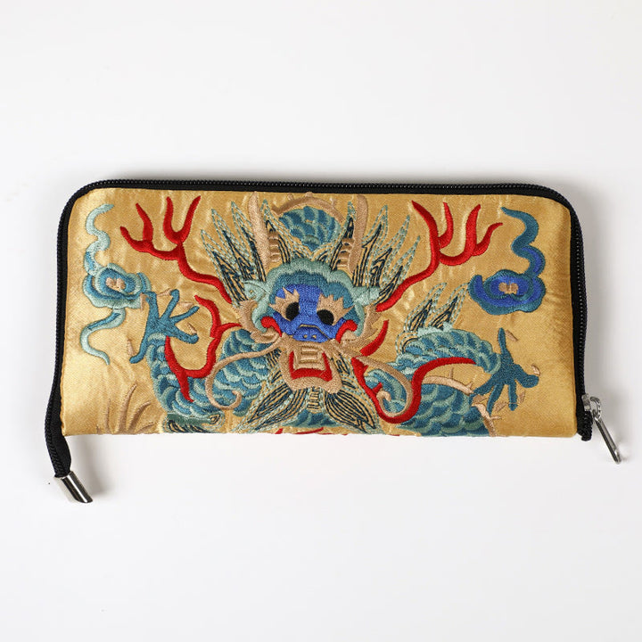 Buddha Stones Bête mythique Phoenix Dragon Qilin Su Broderie Ticket Dossier Stockage Voyage Shopping Sac à main Sac à main
