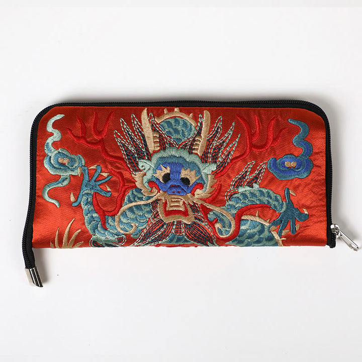 Buddha Stones Bête mythique Phoenix Dragon Qilin Su Broderie Ticket Dossier Stockage Voyage Shopping Sac à main Sac à main