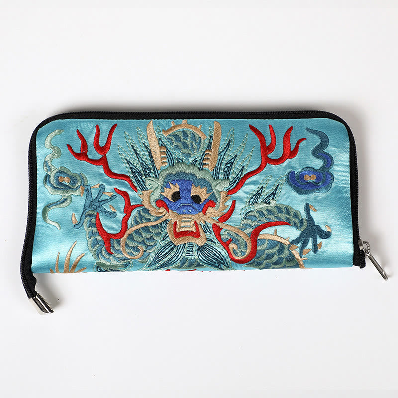Buddha Stones Bête mythique Phoenix Dragon Qilin Su Broderie Ticket Dossier Stockage Voyage Shopping Sac à main Sac à main