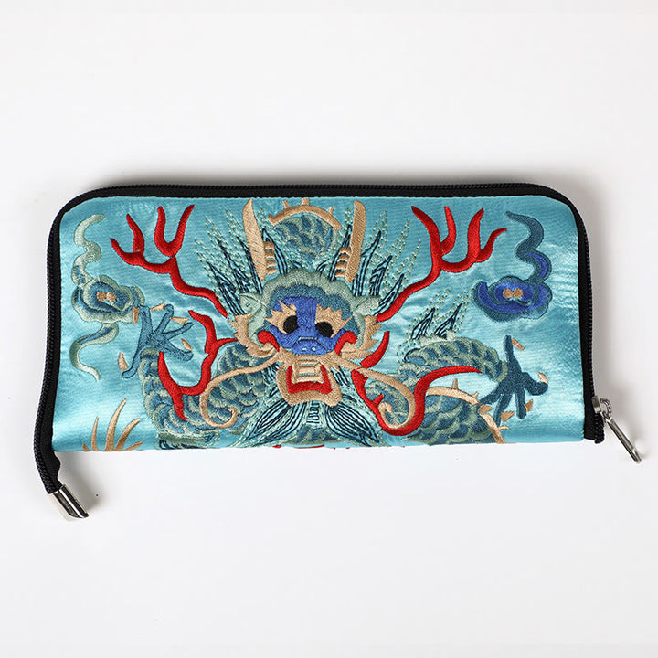 Buddha Stones Bête mythique Phoenix Dragon Qilin Su Broderie Ticket Dossier Stockage Voyage Shopping Sac à main Sac à main