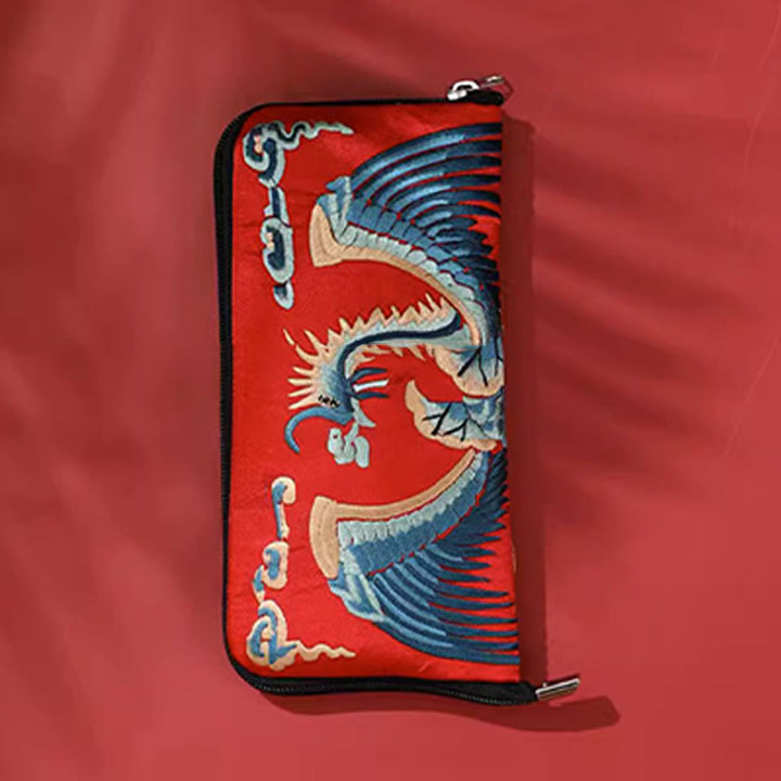 Buddha Stones Bête mythique Phoenix Dragon Qilin Su Broderie Ticket Dossier Stockage Voyage Shopping Sac à main Sac à main