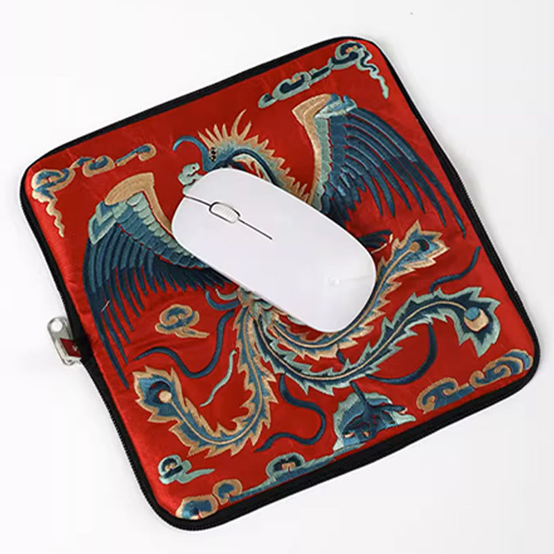 Buddha Stones Bête mythique Phoenix Dragon Qilin Su Broderie Ticket Dossier Stockage Voyage Shopping Sac à main Sac à main