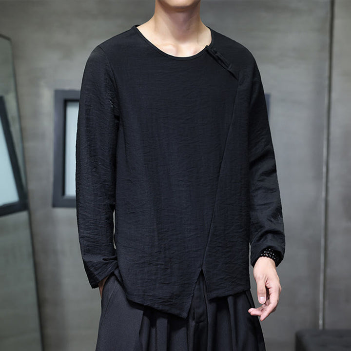 T-shirt à manches longues et col rond en coton pour homme avec Buddha Stones - Noir - US/UK/AU46,EU56 (5XL) - image 21