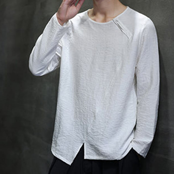 T-shirt à manches longues et col rond en coton pour homme avec Buddha Stones - image 11