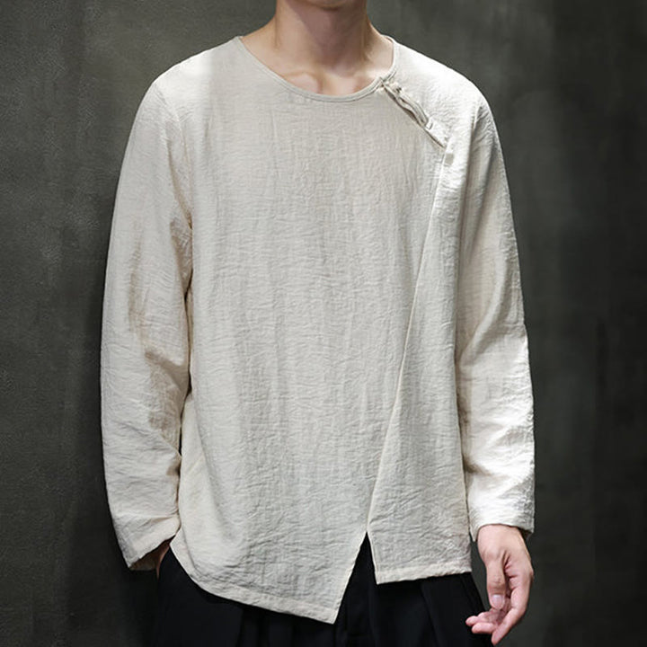 T-shirt à manches longues et col rond en coton pour homme avec Buddha Stones - image 3