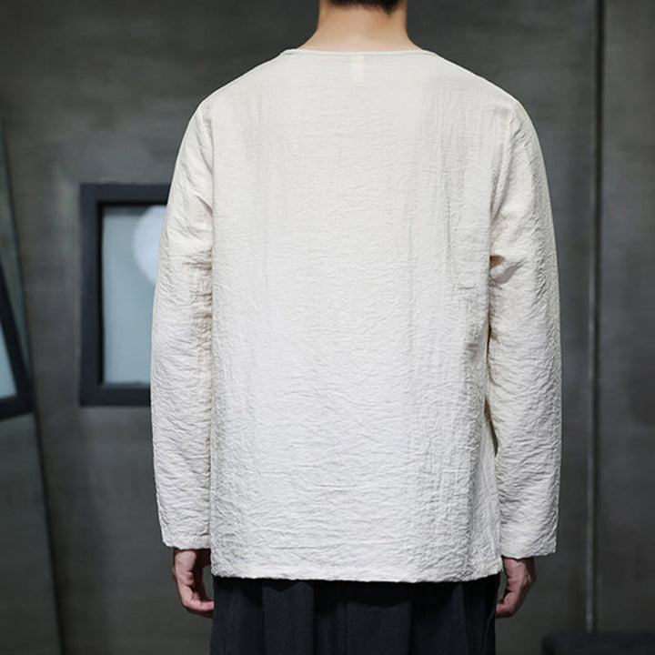 T-shirt à manches longues et col rond en coton pour homme avec Buddha Stones - image 2