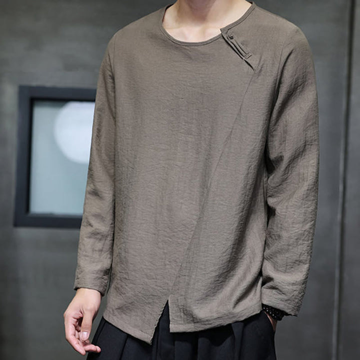 T-shirt à manches longues et col rond en coton pour homme avec Buddha Stones - image 33