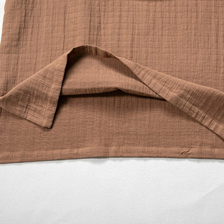 T-shirt à manches longues et col en V simple avec Buddha Stones en coton pour homme