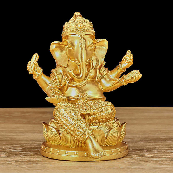 Buddha Stones Mini Petite Statue de Méditation Ganesh Ganpati Éléphant Réflexion Décoration de Maison en Résine