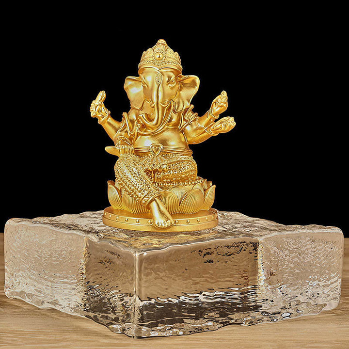 Buddha Stones Mini Petite Statue de Méditation Ganesh Ganpati Éléphant Réflexion Décoration de Maison en Résine
