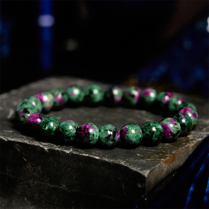 Bracelet de connexion en rubis et zoïsite Buddha Stones