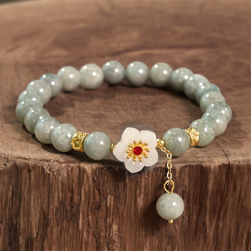 Bracelet Buddha Stones Jade Abondance Fleur