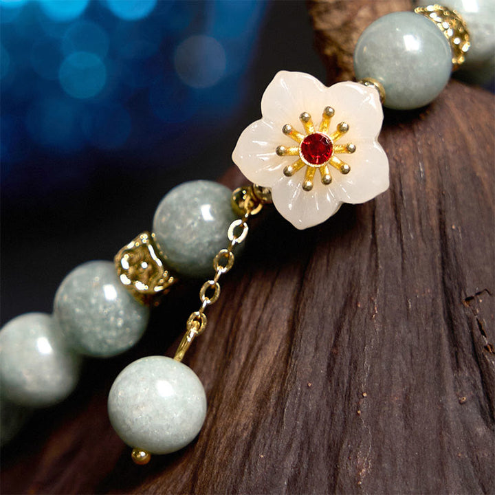 Bracelet Buddha Stones Jade Abondance Fleur