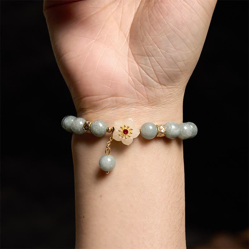 Bracelet Buddha Stones Jade Abondance Fleur