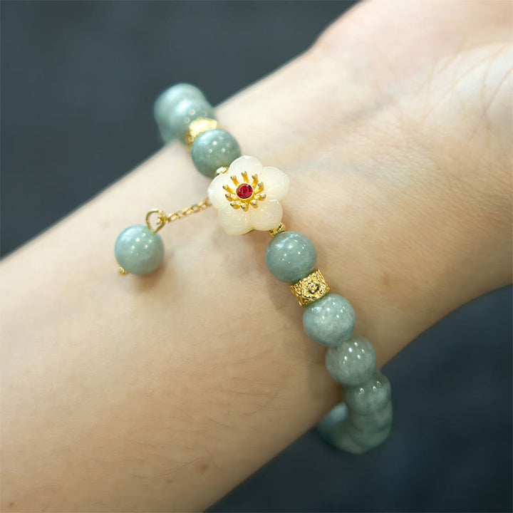 Bracelet Buddha Stones Jade Abondance Fleur