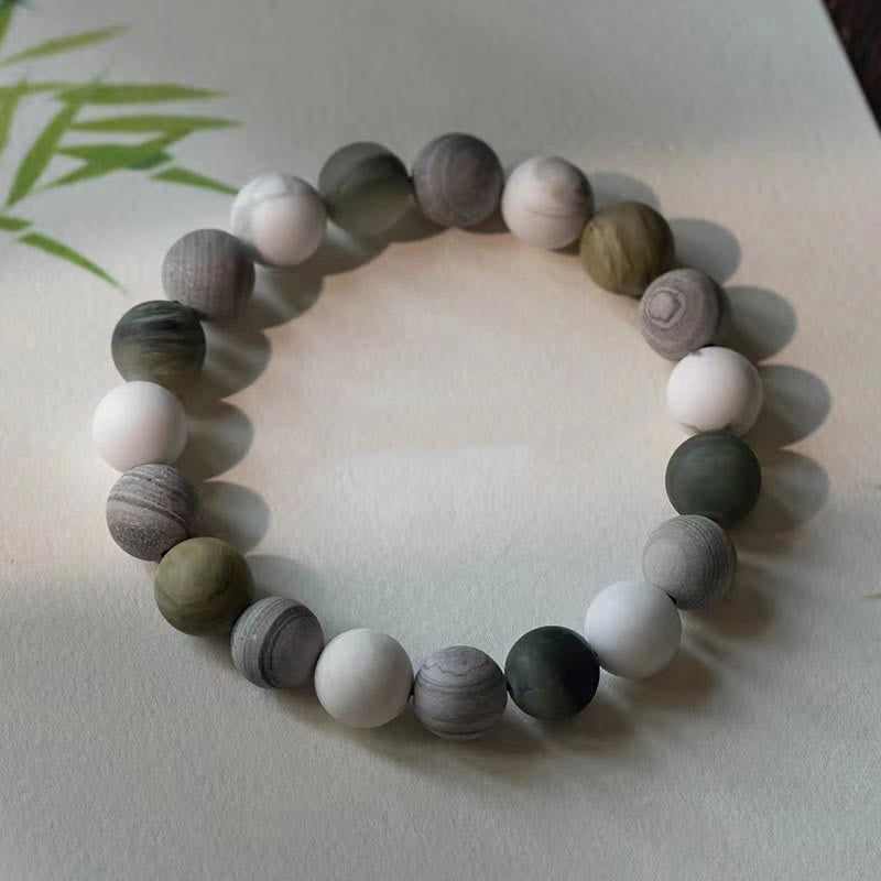 Bracelet de bénédiction en Buddha Stones, turquoise blanche, jaspe Picasso, calcite verte