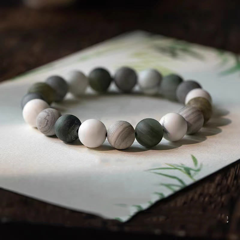 Bracelet de bénédiction en Buddha Stones, turquoise blanche, jaspe Picasso, calcite verte