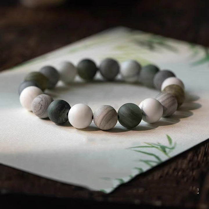 Bracelet de bénédiction en Buddha Stones, turquoise blanche, jaspe Picasso, calcite verte