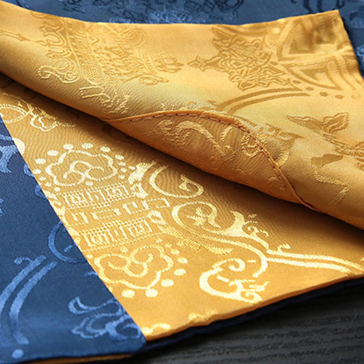 Buddha Stones Costume Tang à boutons de grenouille pour hommes Motif poisson Koi Veste à manches longues Chemise avec poches