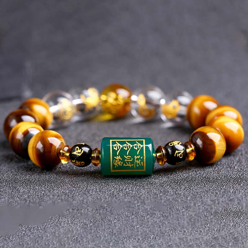 Bracelet courage œil de tigre Buddha Stones et signe du zodiaque chinois