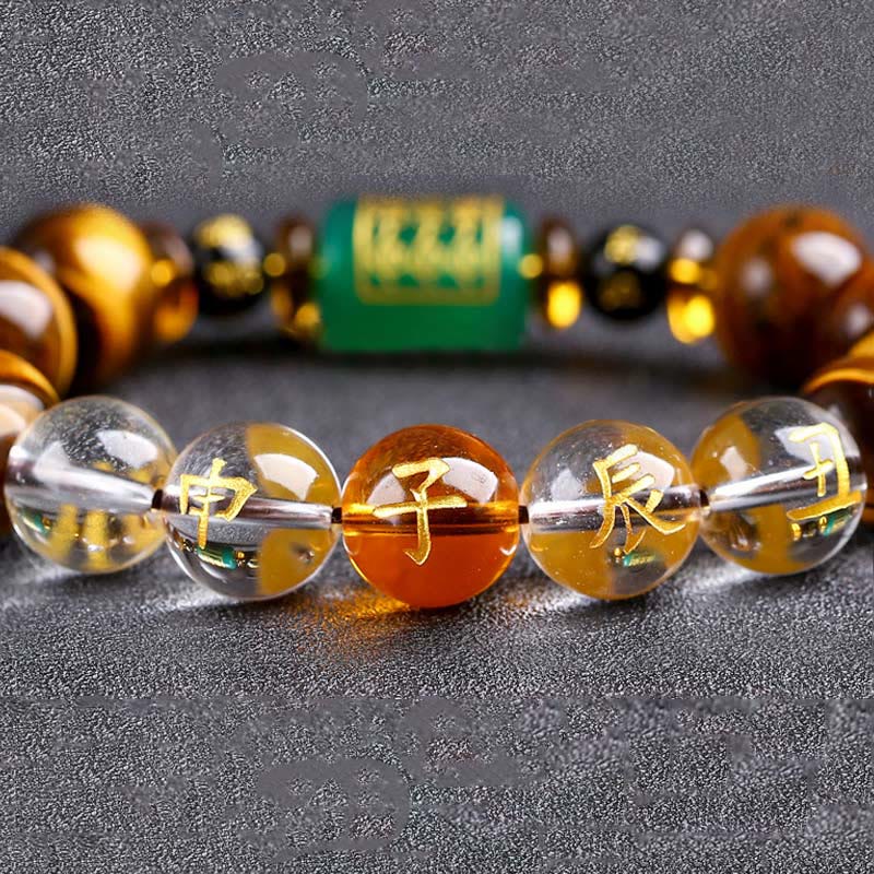 Bracelet courage œil de tigre Buddha Stones et signe du zodiaque chinois
