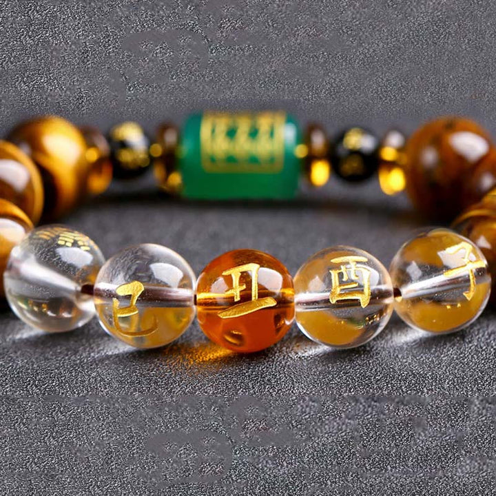 Bracelet courage œil de tigre Buddha Stones et signe du zodiaque chinois