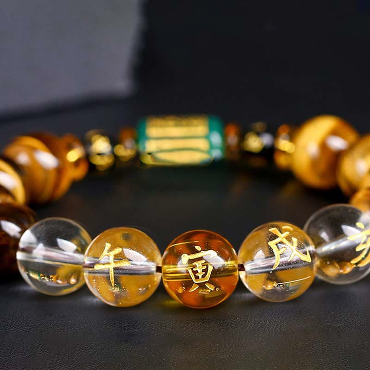 Bracelet courage œil de tigre Buddha Stones et signe du zodiaque chinois