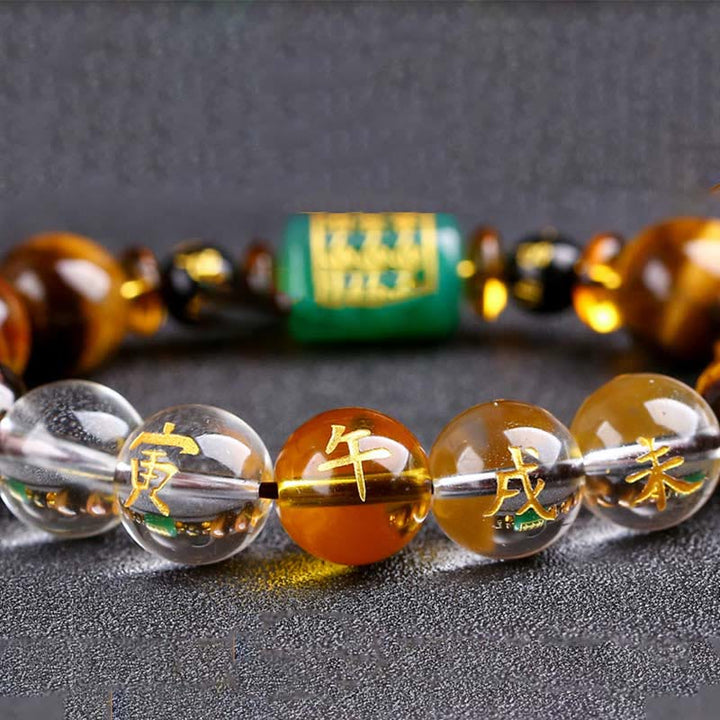 Bracelet courage œil de tigre Buddha Stones et signe du zodiaque chinois