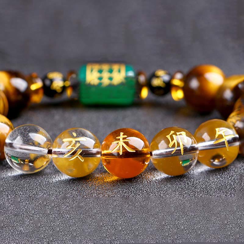Bracelet courage œil de tigre Buddha Stones et signe du zodiaque chinois
