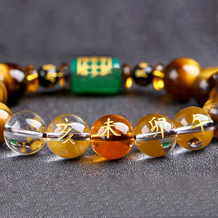Bracelet courage œil de tigre Buddha Stones et signe du zodiaque chinois