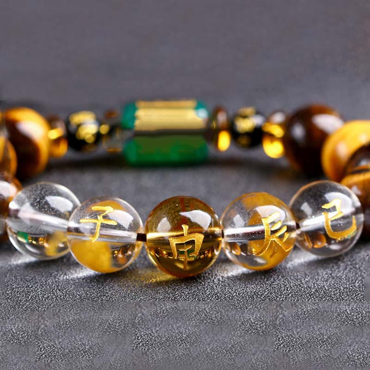 Bracelet courage œil de tigre Buddha Stones et signe du zodiaque chinois