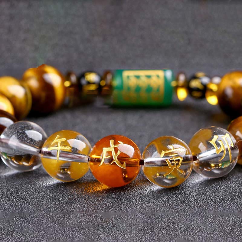Bracelet courage œil de tigre Buddha Stones et signe du zodiaque chinois