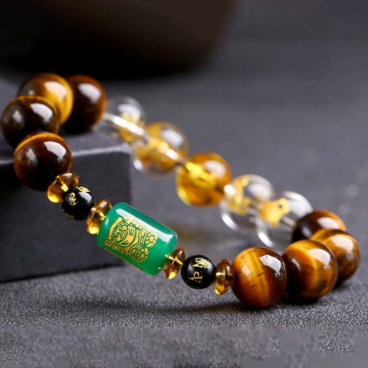 Bracelet courage œil de tigre Buddha Stones et signe du zodiaque chinois