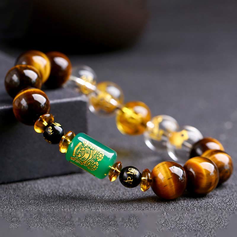 Bracelet courage œil de tigre Buddha Stones et signe du zodiaque chinois