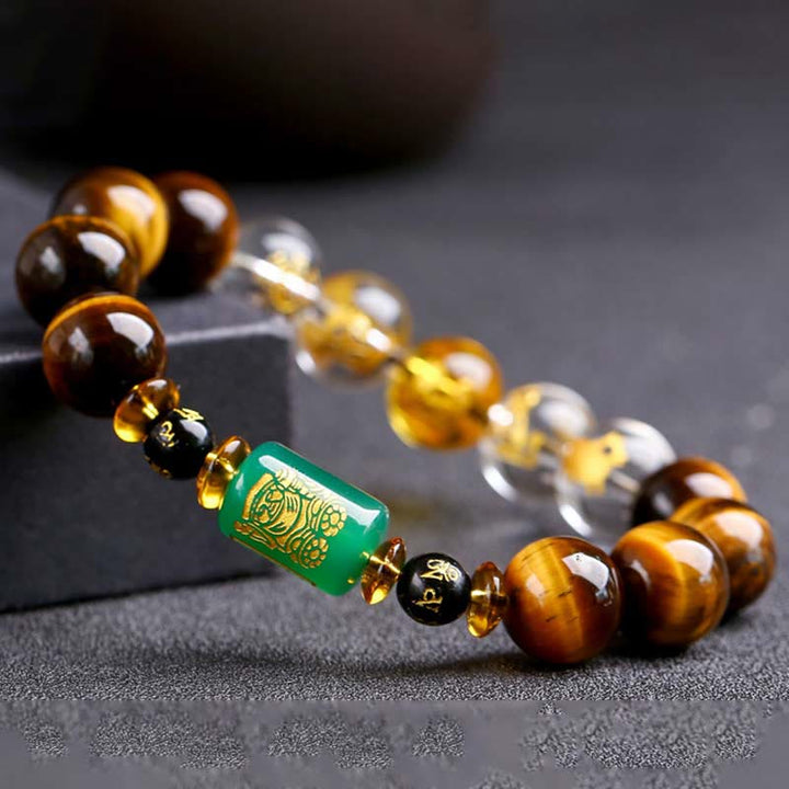 Bracelet courage œil de tigre Buddha Stones et signe du zodiaque chinois