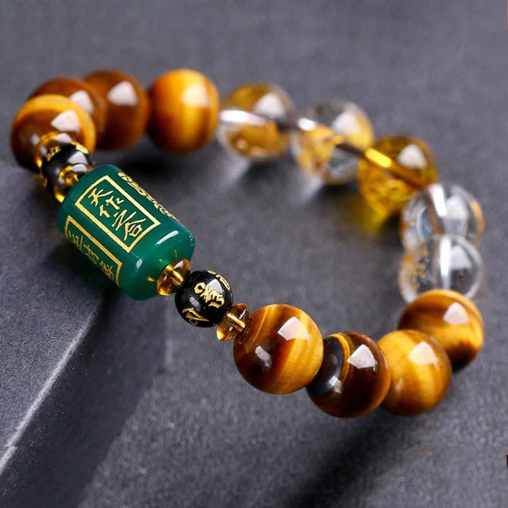 Bracelet courage œil de tigre Buddha Stones et signe du zodiaque chinois