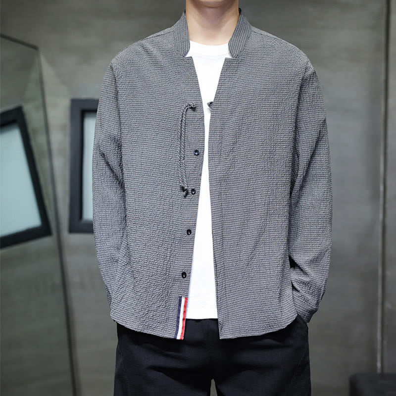 Chemise à manches longues boutonnée pour homme Buddha Stones - Couleur unie