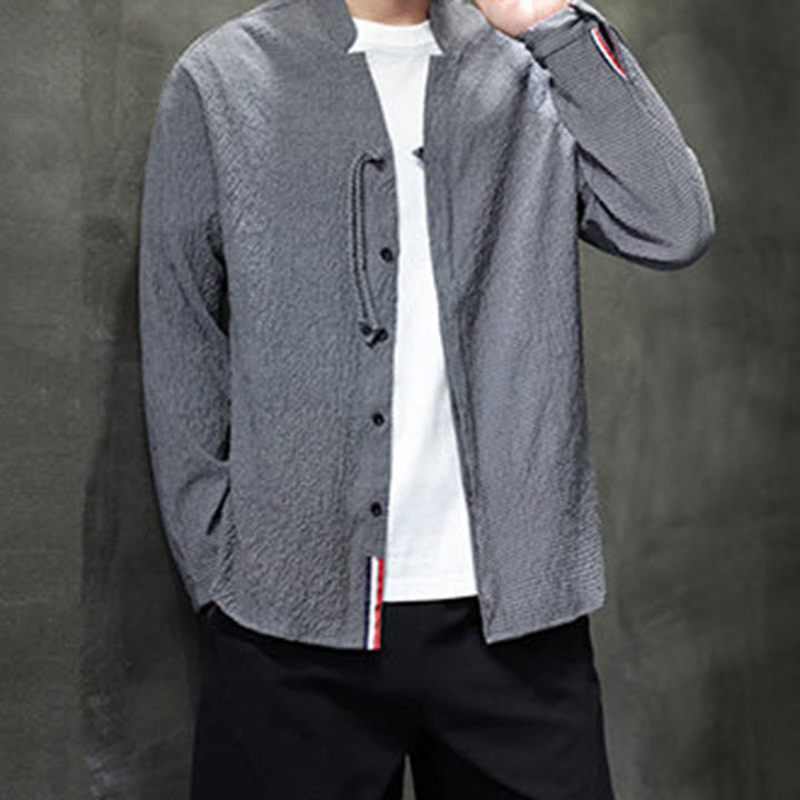 Chemise à manches longues boutonnée pour homme Buddha Stones - Couleur unie