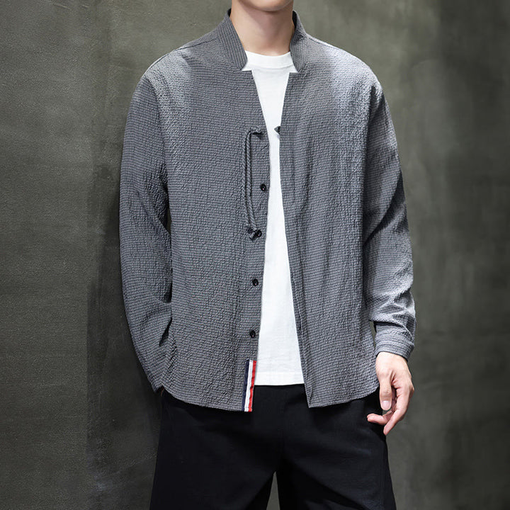 Chemise à manches longues boutonnée pour homme Buddha Stones - Couleur unie