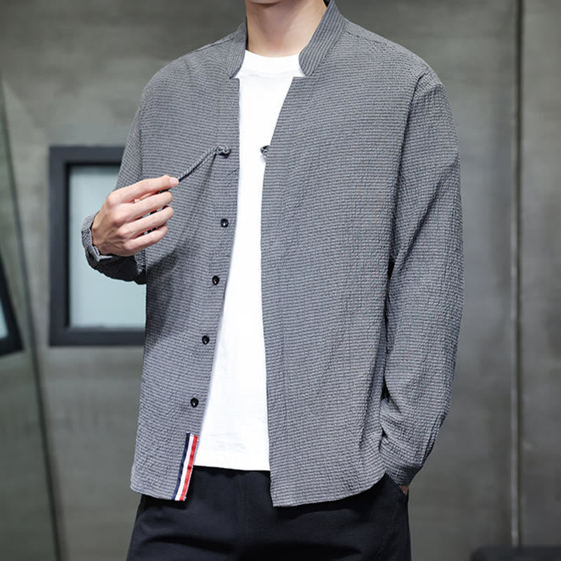 Chemise à manches longues boutonnée pour homme Buddha Stones - Couleur unie