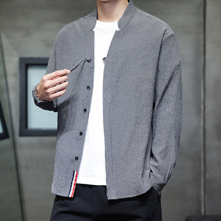 Chemise à manches longues boutonnée pour homme Buddha Stones - Couleur unie