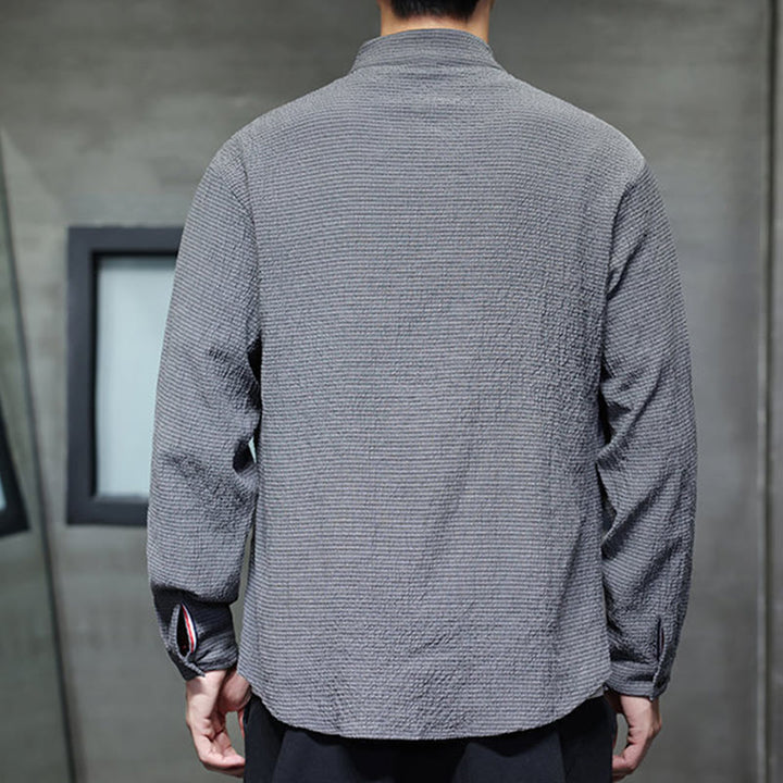 Chemise à manches longues boutonnée pour homme Buddha Stones - Couleur unie